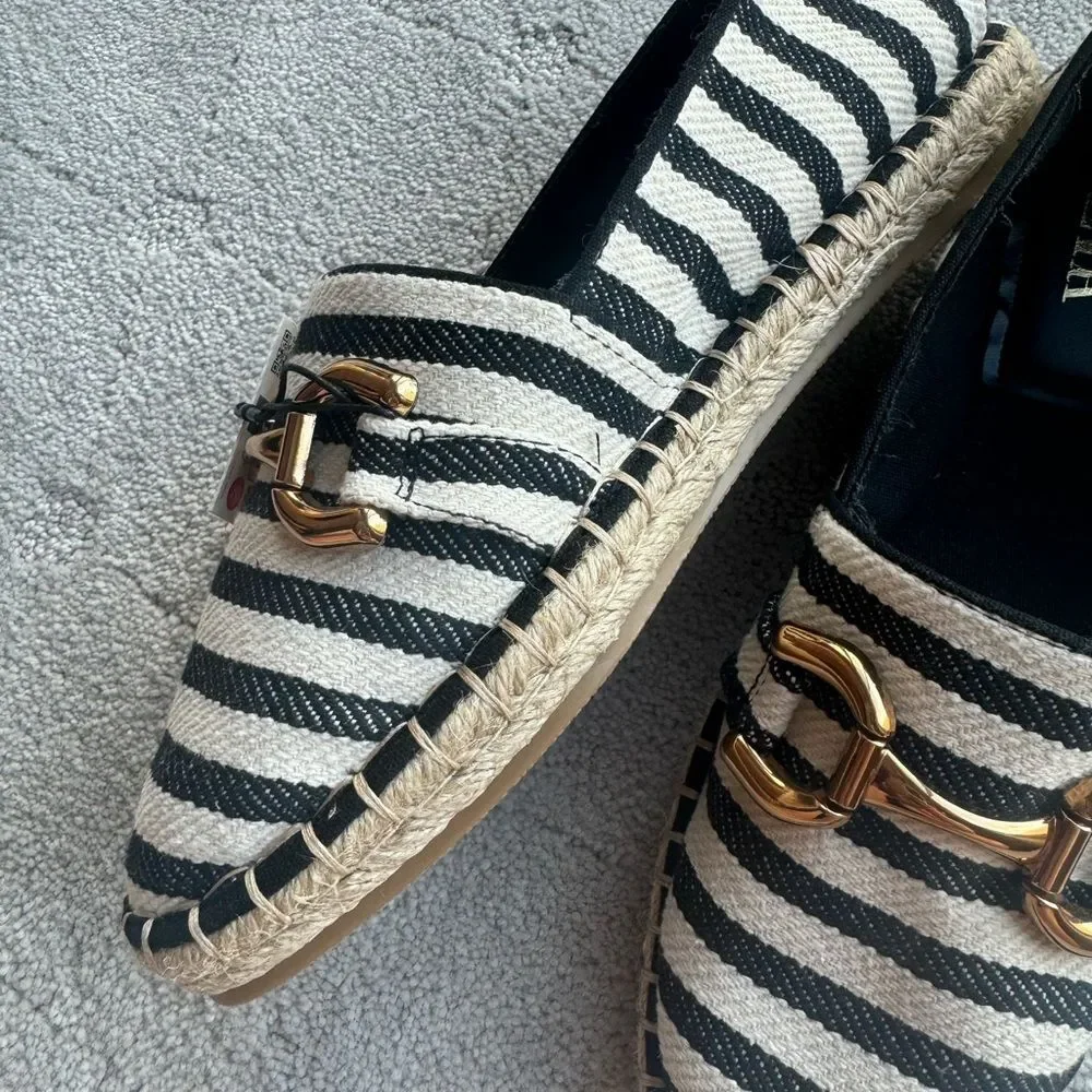 NWT Zara espadrille sandals nautical with gold buckle summer shoes sz 40 Europe